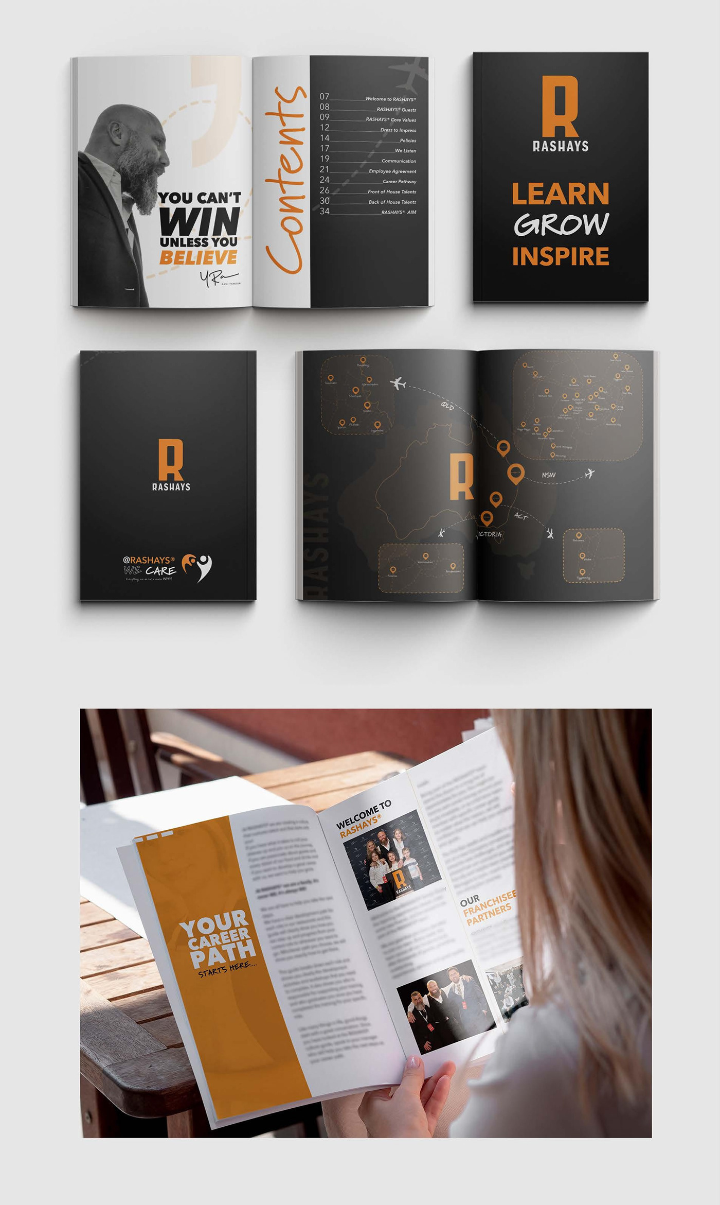 Rashays printed culture book, cover and spreads