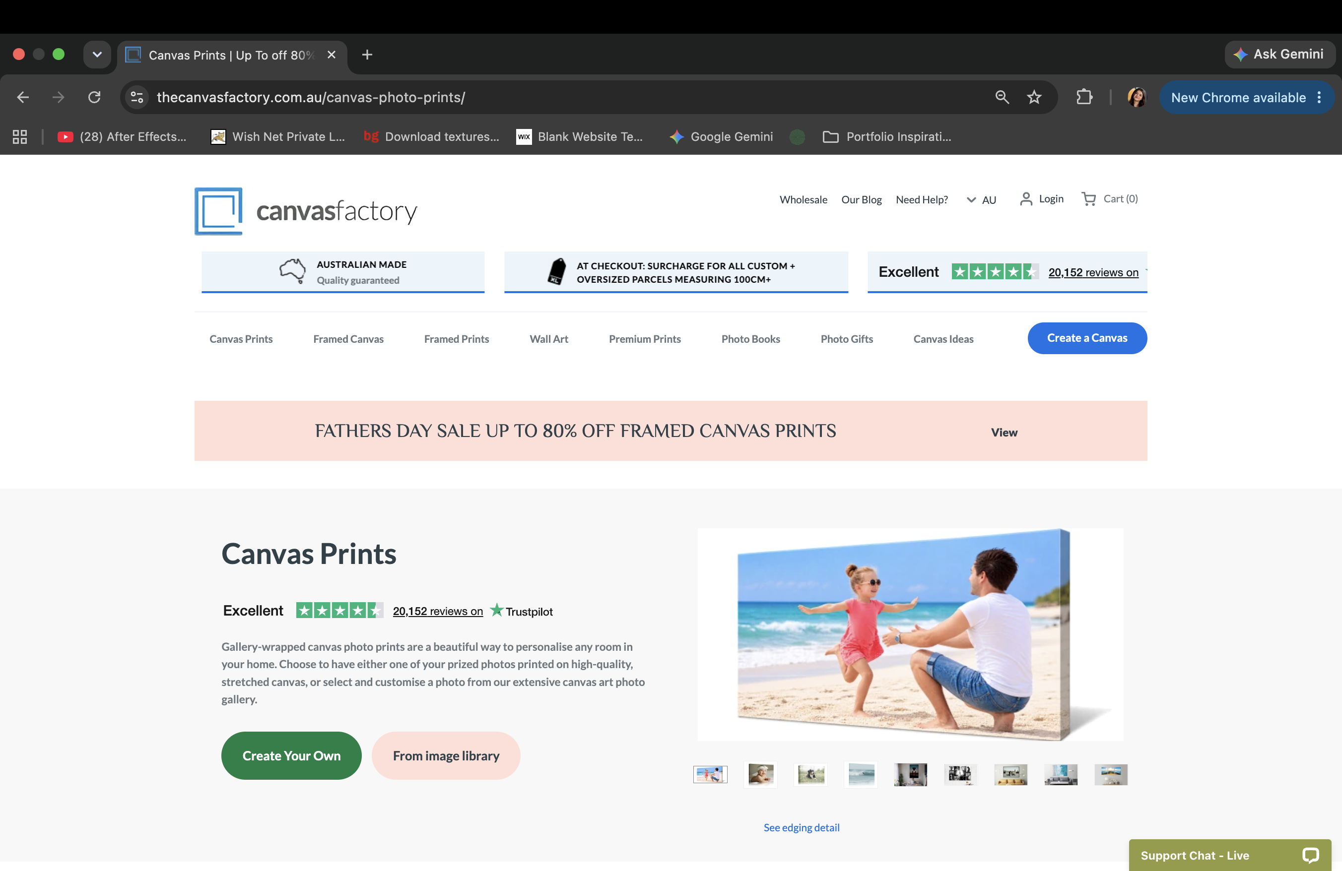 Canvas Factory website redesign, browser screenshot